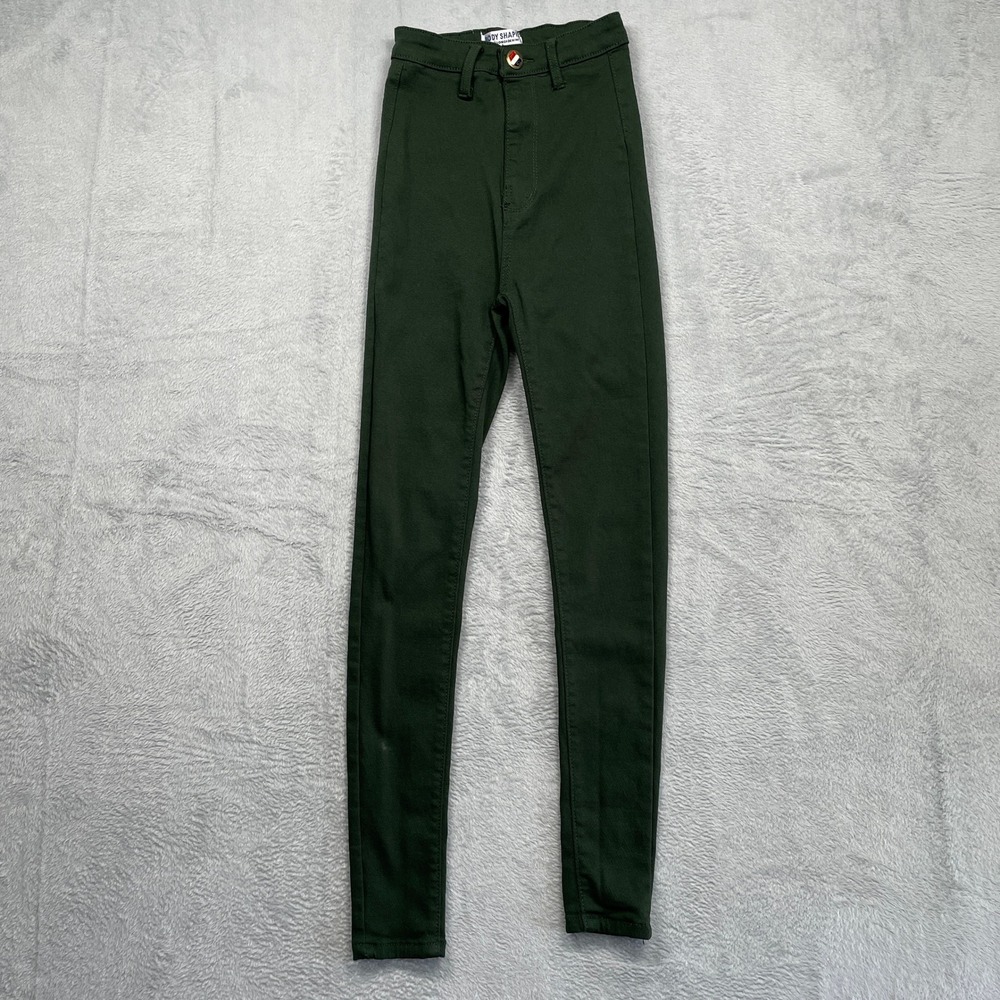 Lilong & Denim Body Shaping Pants Womens 28 Green High Rise Skinny Stretch Twill
